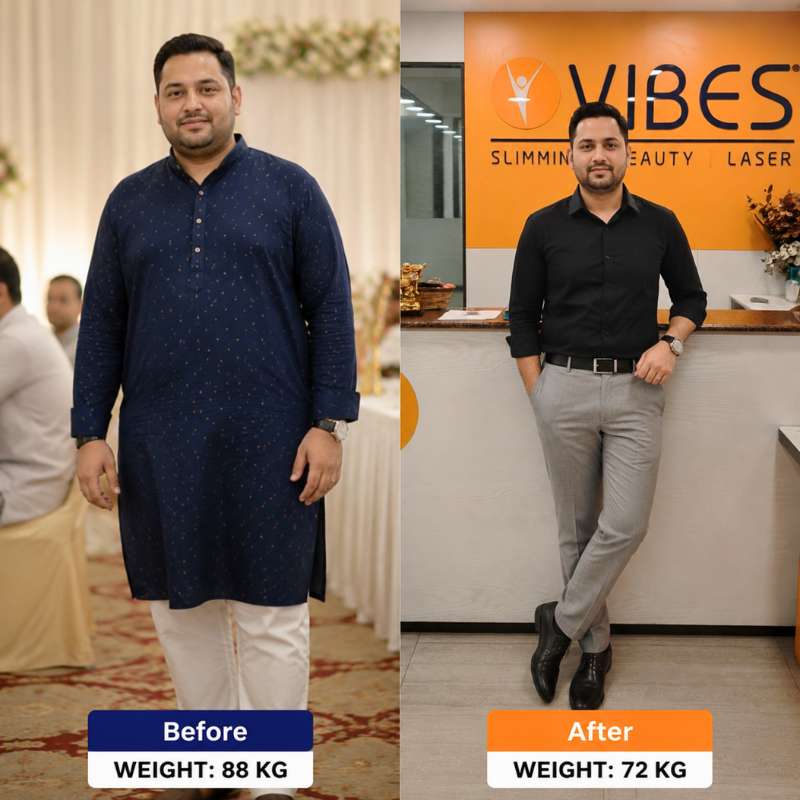Before and after: 88 kg to 72 kg transformation at VIBES