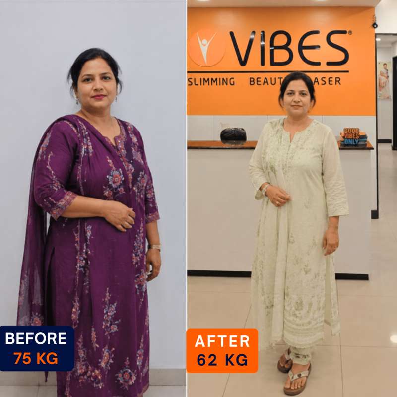 Before and after: 75 kg to 62 kg transformation at VIBES