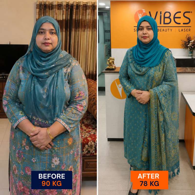 Before and after: 90 kg to 78 kg transformation at VIBES