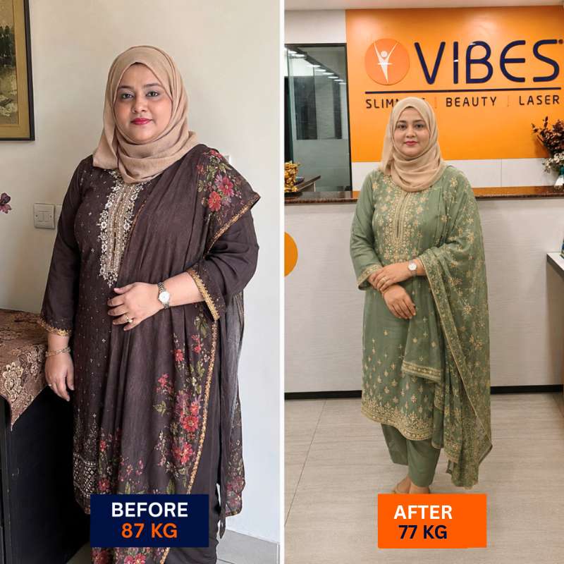 Before and after: 87 kg to 77 kg transformation at VIBES